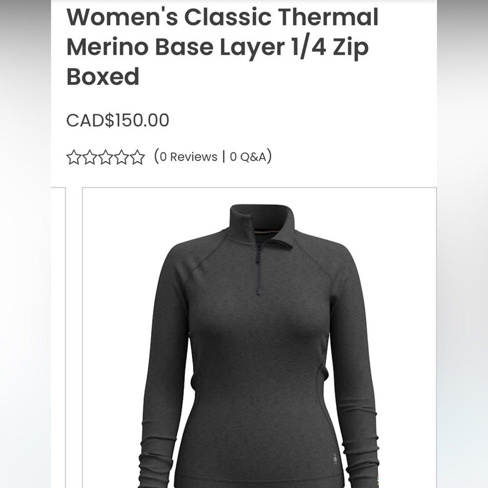 Smartwool Women's Classic Thermal Merino Base Layer 1/4 Zip - Black